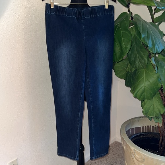 Soft Surroundings Women’s Pull On Skinny Blue Jeans Denim Pants Elastic Waist L - Picture 5 of 15